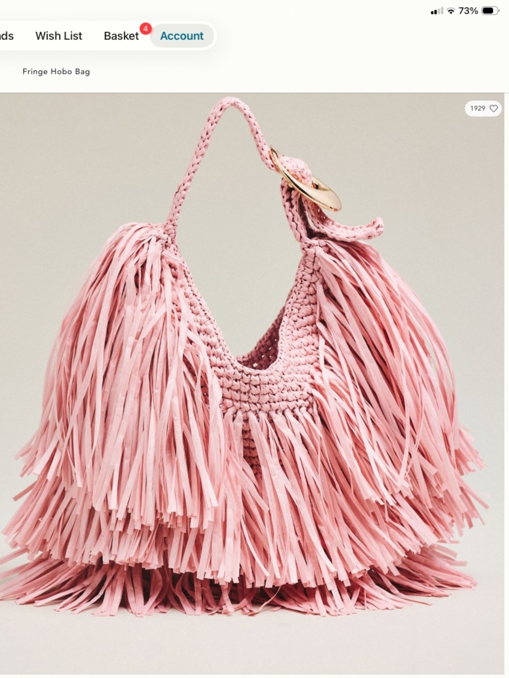 Anthropologie pink fringe bag NWT sute summery raffia vacay